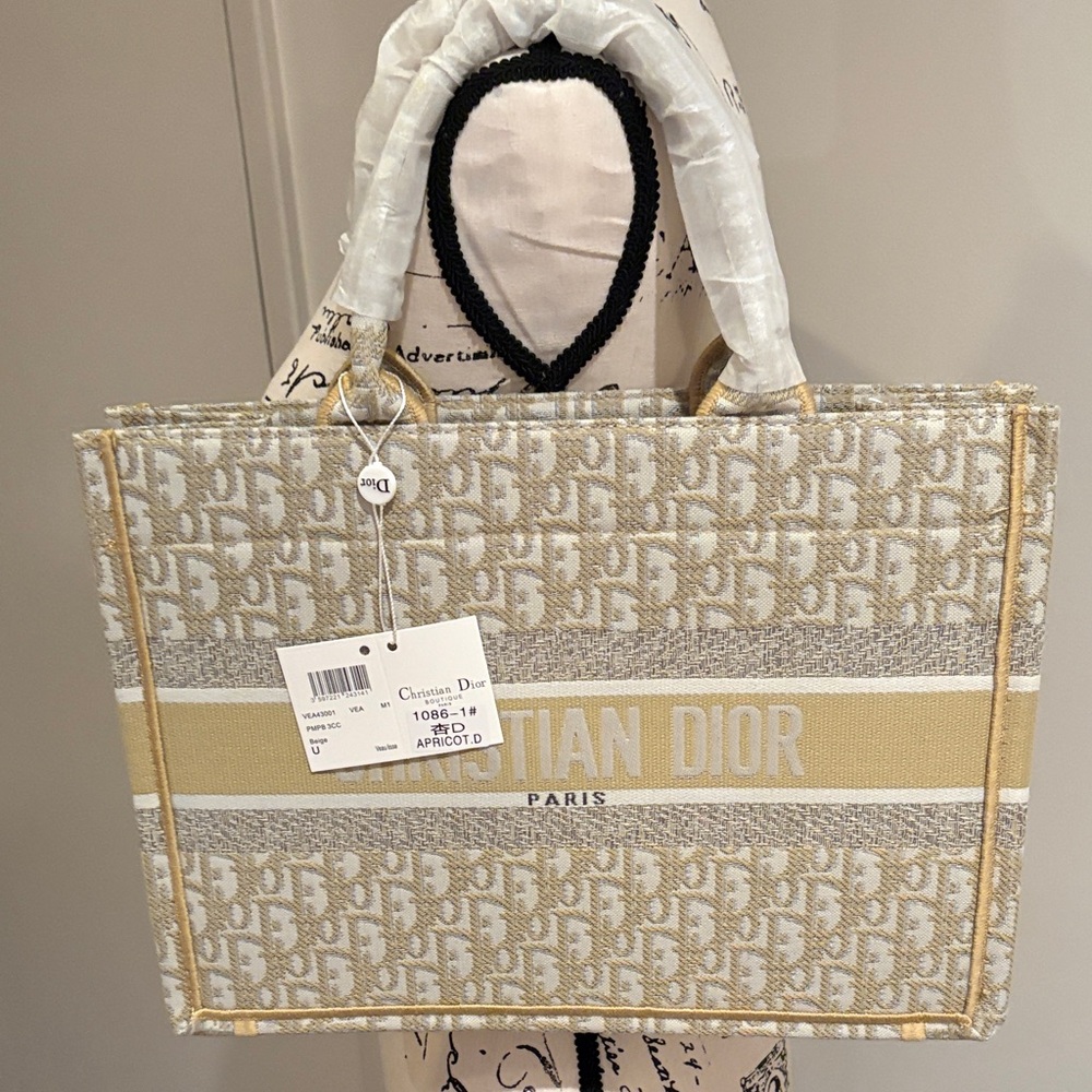 Beige and Gold Tote Bag